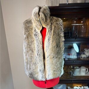 Weatherproof Faux Fur Reversible Multi Color Brown  Zip Vest Size L